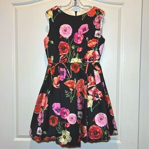 Helena Black floral print party dress Sz 12